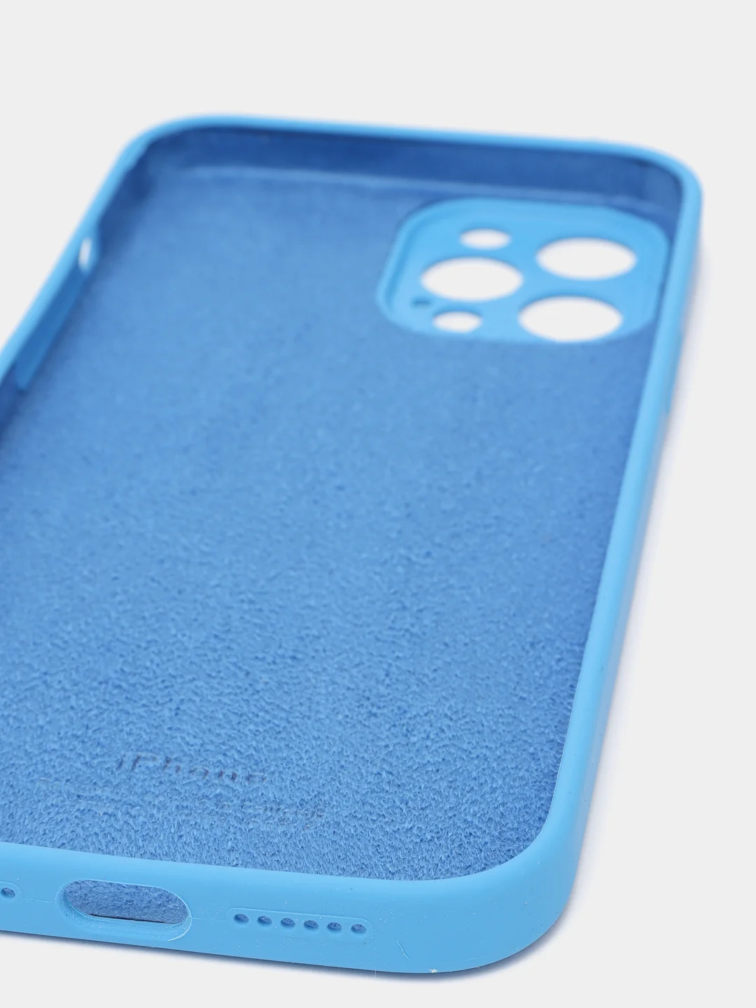 Синий силиконовый чехол iPhone 12 Pro Max, Silicone Case, с закрытым низом и защитой камеры