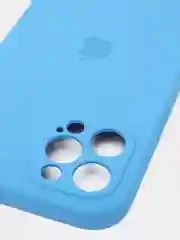 Синий силиконовый чехол iPhone 12 Pro Max, Silicone Case, с закрытым низом и защитой камеры
