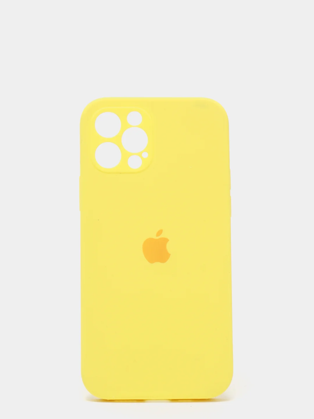 Желтый силиконовый чехол iPhone 12 Pro, Silicone Case, с закрытым низом и защитой камеры