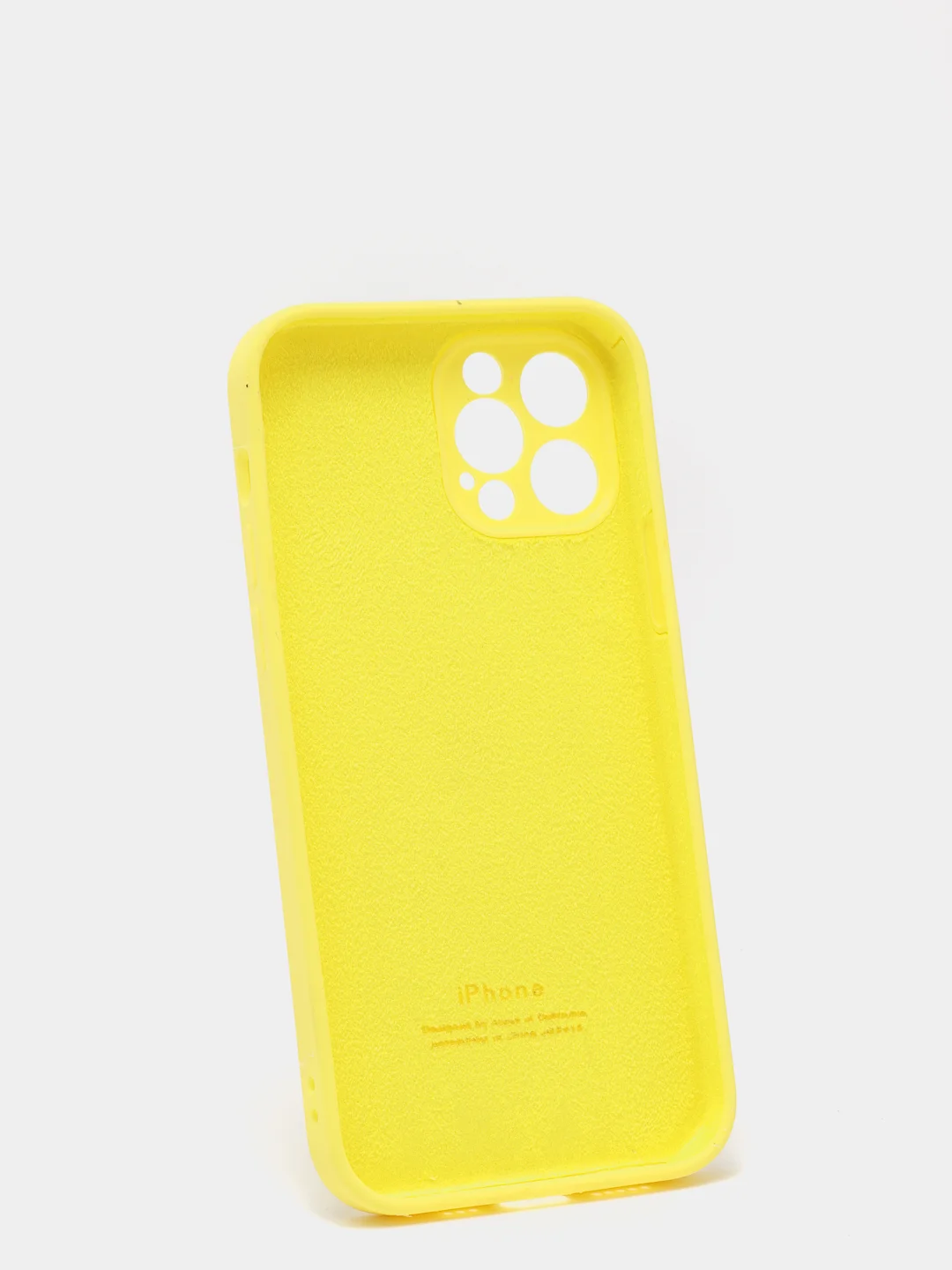 Желтый силиконовый чехол iPhone 12 Pro, Silicone Case, с закрытым низом и защитой камеры