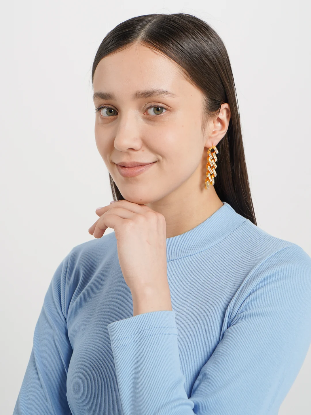 Коралловый меланж серьги женские, классические