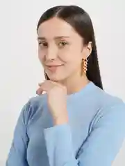 Коралловый меланж серьги женские, классические