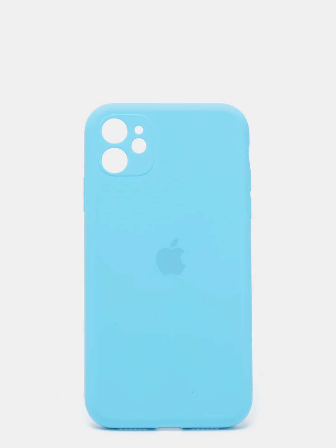 Голубой силиконовый чехол iPhone 11, Silicone Case, с закрытым низом и защитой камеры