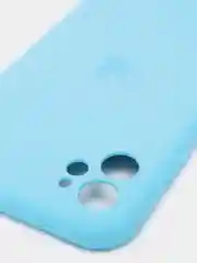 Голубой силиконовый чехол iPhone 11, Silicone Case, с закрытым низом и защитой камеры