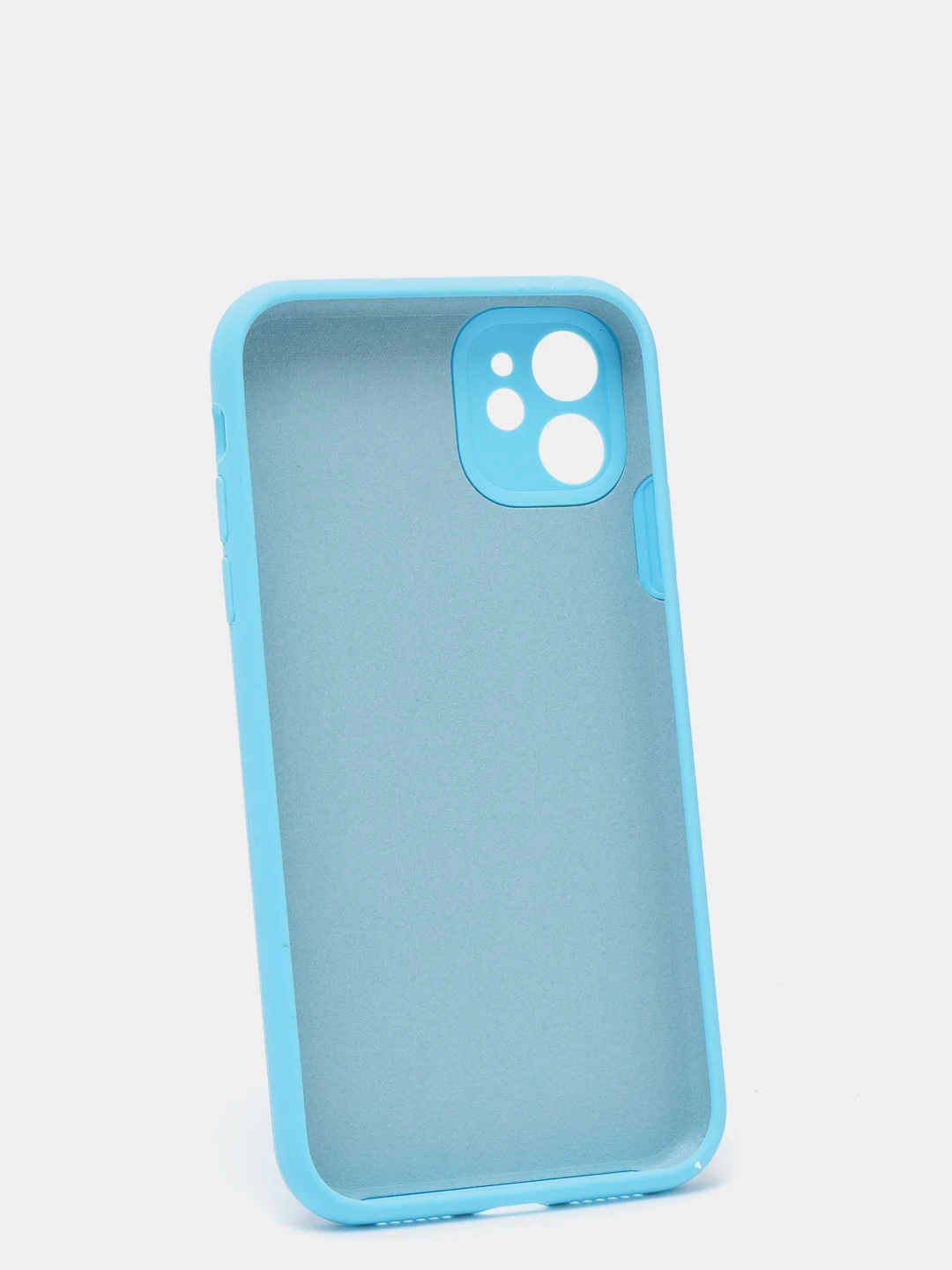 Голубой силиконовый чехол iPhone 11, Silicone Case, с закрытым низом и защитой камеры