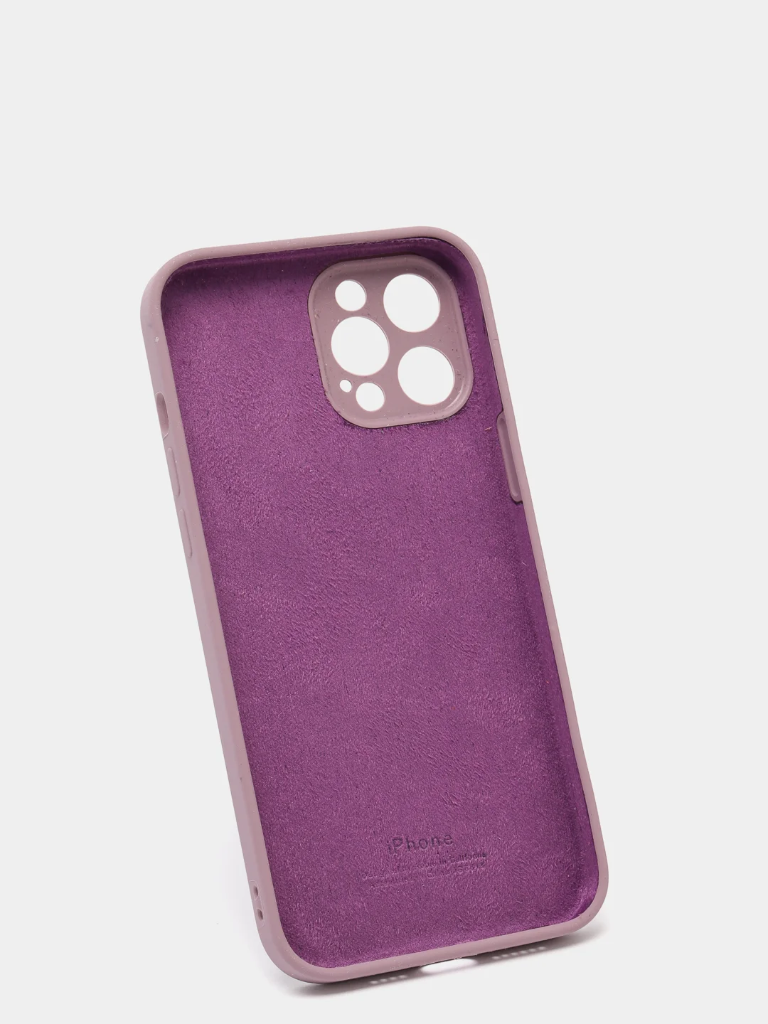 Пудровый силиконовый чехол iPhone 12 Pro Max, Silicone Case, с закрытым низом и защитой камеры