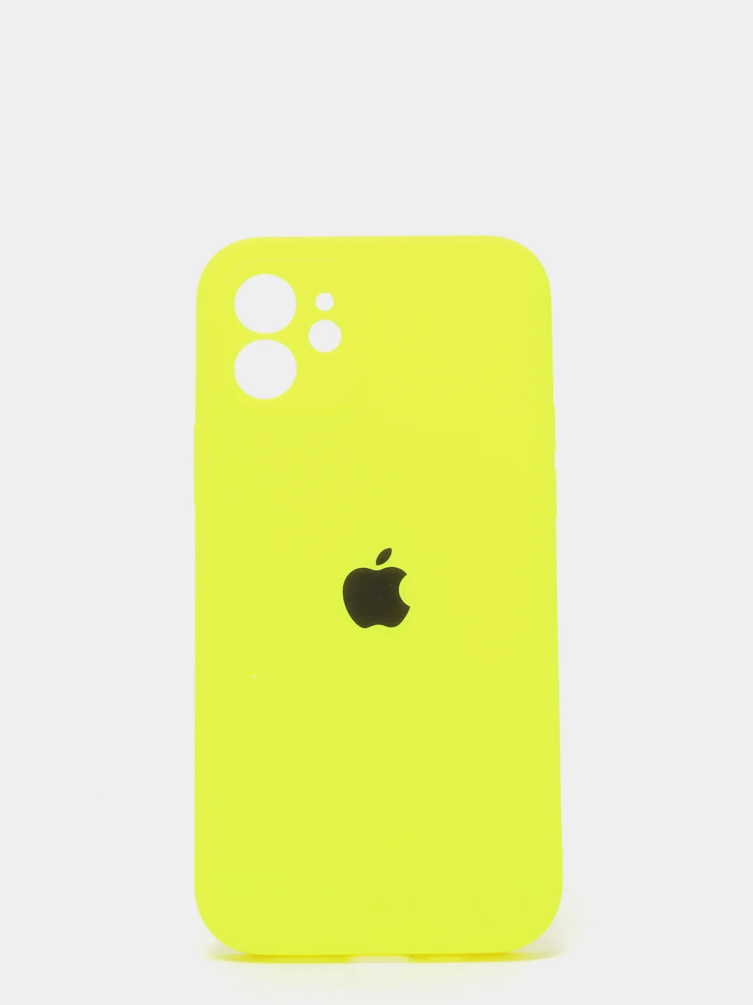 Лимонный силиконовый чехол iPhone 12, Silicone Case, с закрытым низом и защитой камеры