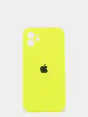 Лимонный силиконовый чехол iPhone 12, Silicone Case, с закрытым низом и защитой камеры