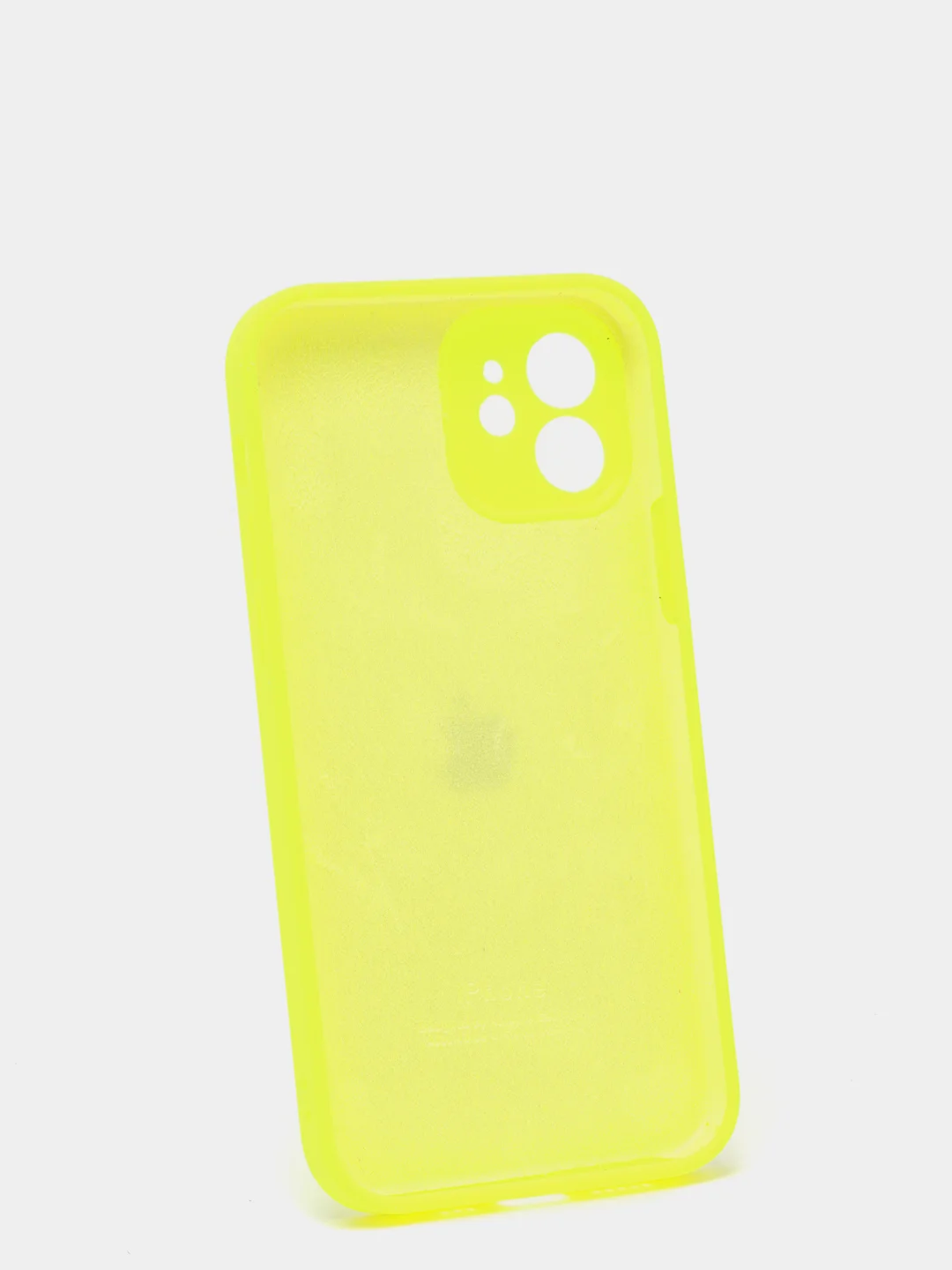 Лимонный силиконовый чехол iPhone 12, Silicone Case, с закрытым низом и защитой камеры
