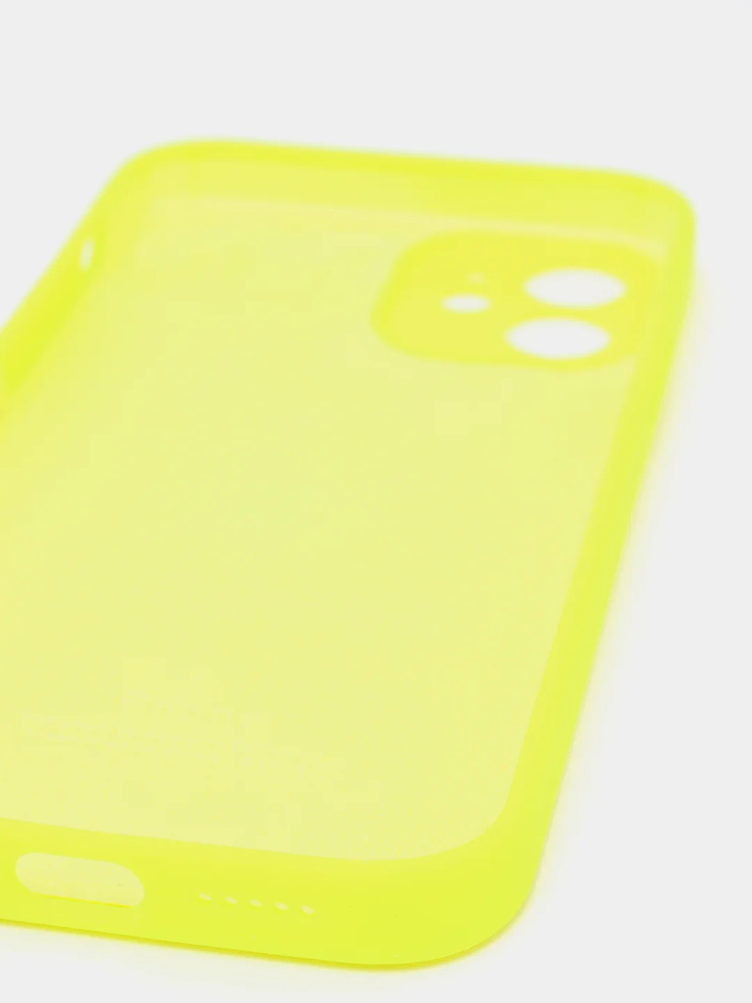 Лимонный силиконовый чехол iPhone 12, Silicone Case, с закрытым низом и защитой камеры