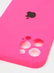 Фуксия силиконовый чехол iPhone 12 Pro, Silicone Case, с закрытым низом и защитой камеры