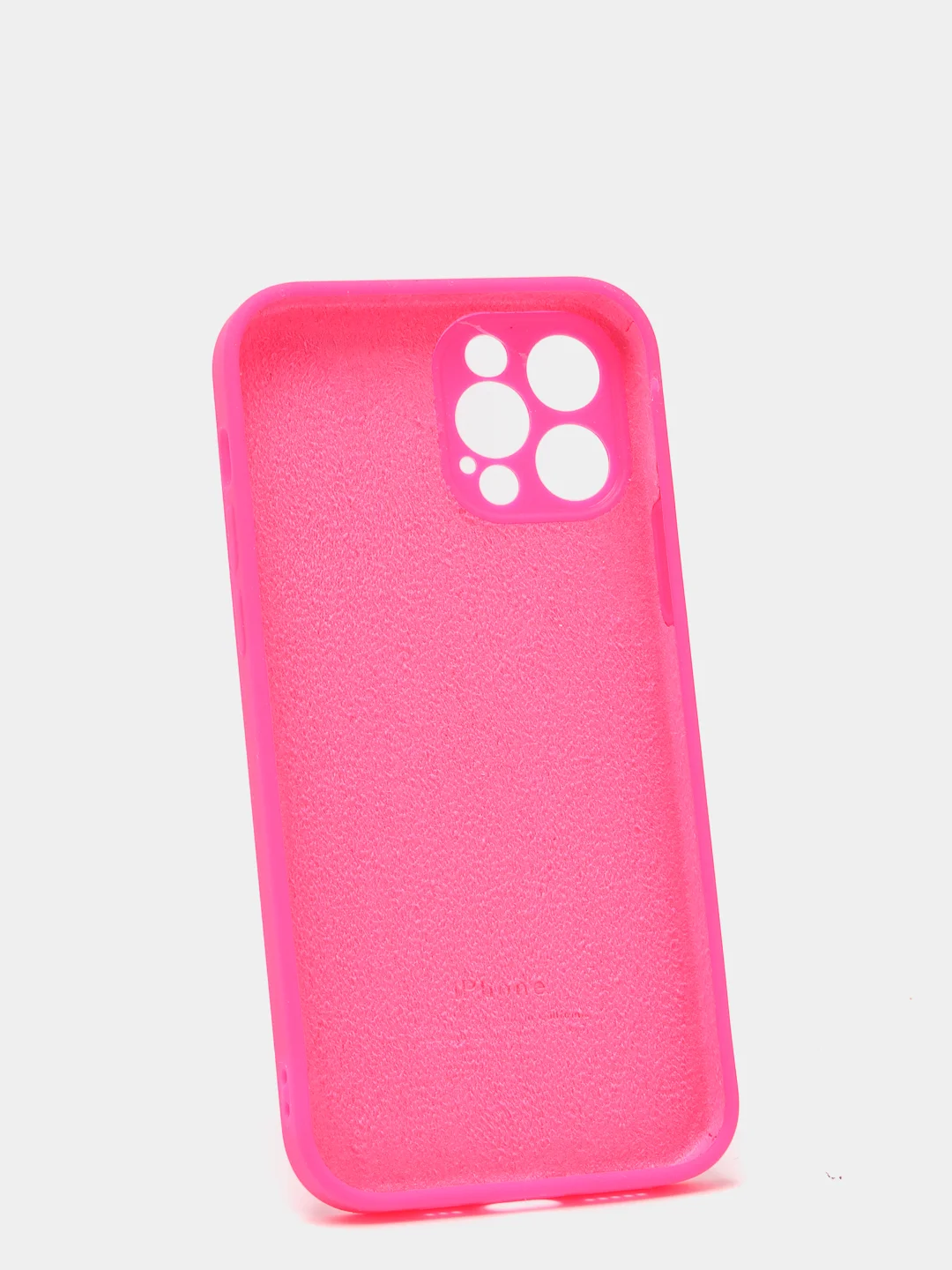 Фуксия силиконовый чехол iPhone 12 Pro, Silicone Case, с закрытым низом и защитой камеры