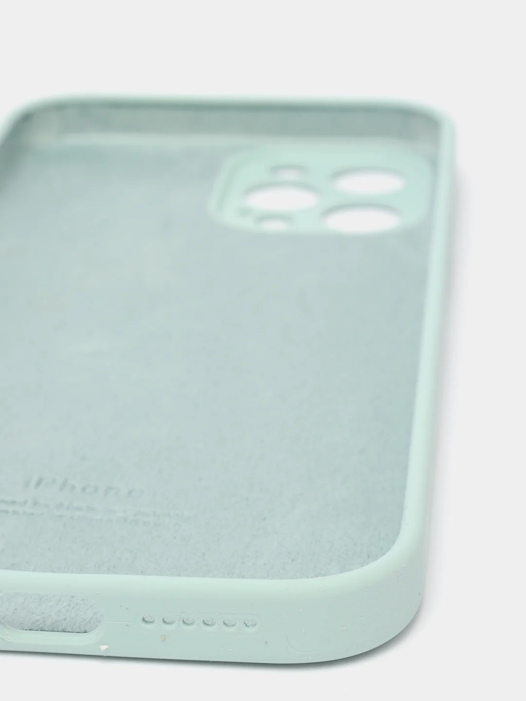 Бирюзовый силиконовый чехол iPhone 12 Pro Max, Silicone Case, с закрытым низом и защитой камеры