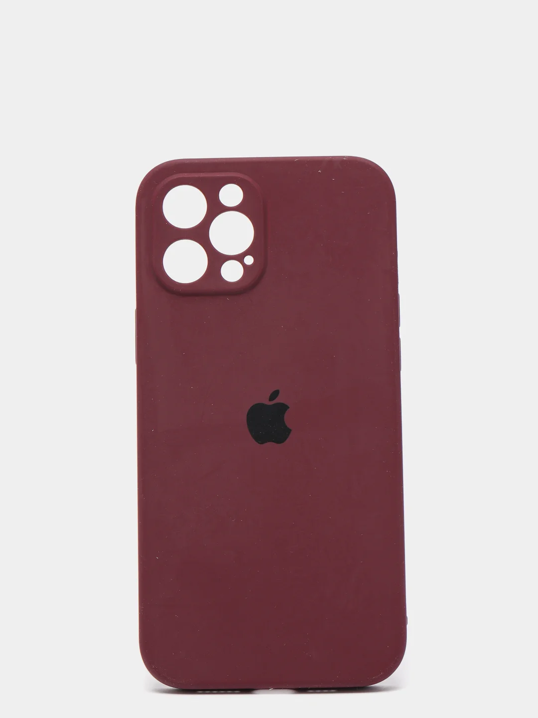 Тёмно-бордовый силиконовый чехол iPhone 12 Pro Max, Silicone Case, с закрытым низом и защитой камеры