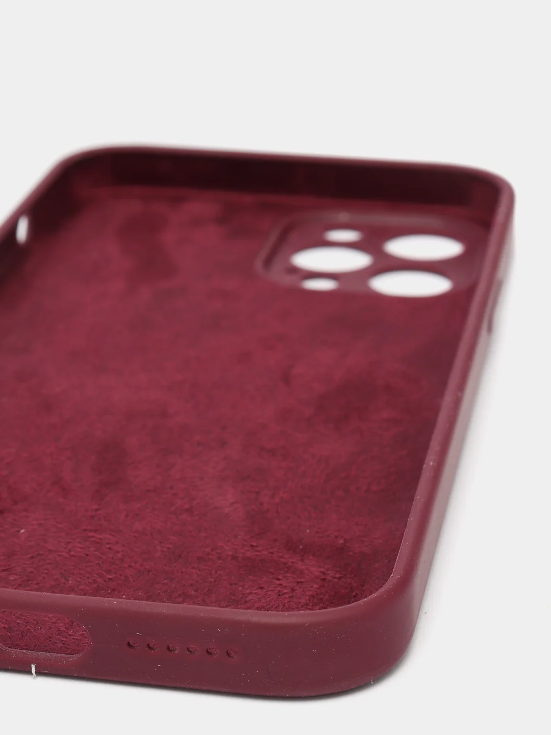 Тёмно-бордовый силиконовый чехол iPhone 12 Pro Max, Silicone Case, с закрытым низом и защитой камеры
