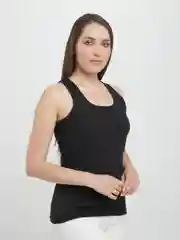 Черный майка женская на тонких лямках в рубчик