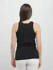 Черный майка женская на тонких лямках в рубчик