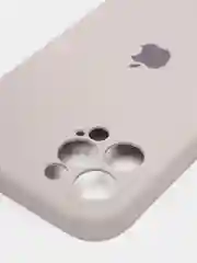 Бежевый силиконовый чехол iPhone 12 Pro, Silicone Case, с закрытым низом и защитой камеры