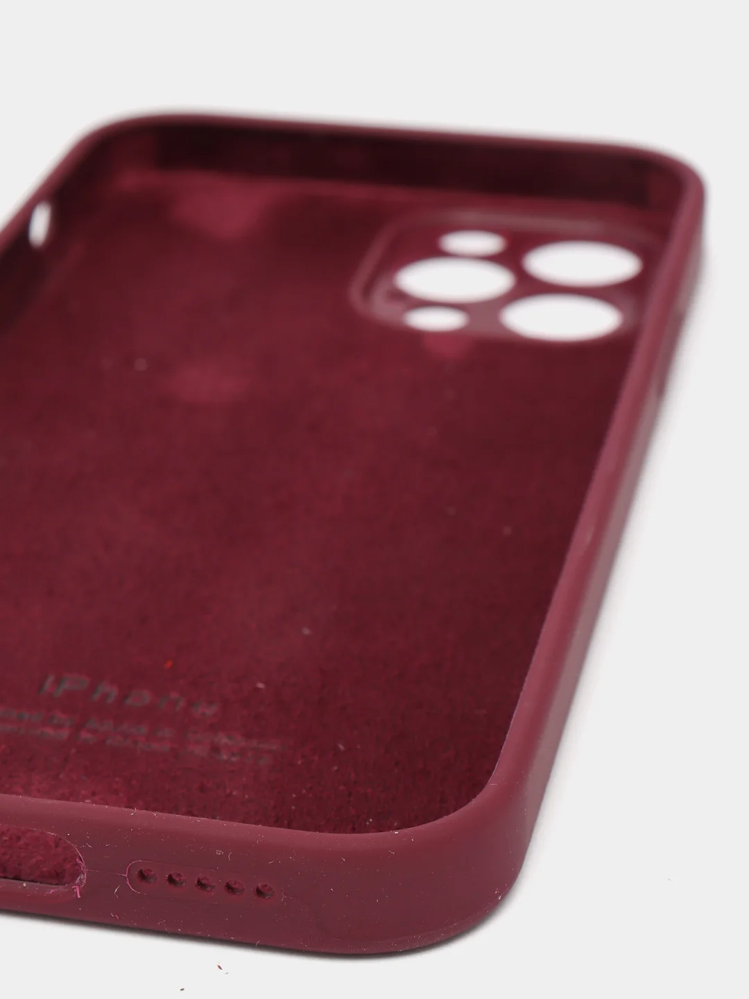 Тёмно-бордовый силиконовый чехол iPhone 12 Pro, Silicone Case, с закрытым низом и защитой камеры