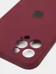 Тёмно-бордовый силиконовый чехол iPhone 12 Pro, Silicone Case, с закрытым низом и защитой камеры