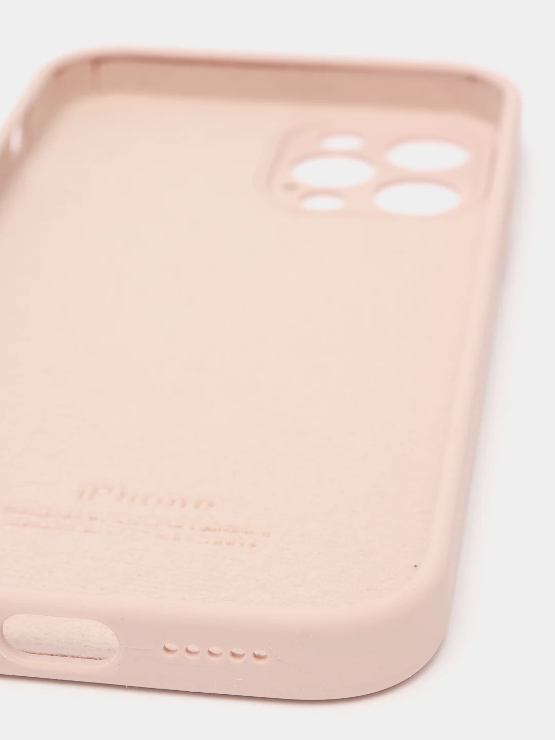 Пудровый силиконовый чехол iPhone 12 Pro, Silicone Case, с закрытым низом и защитой камеры