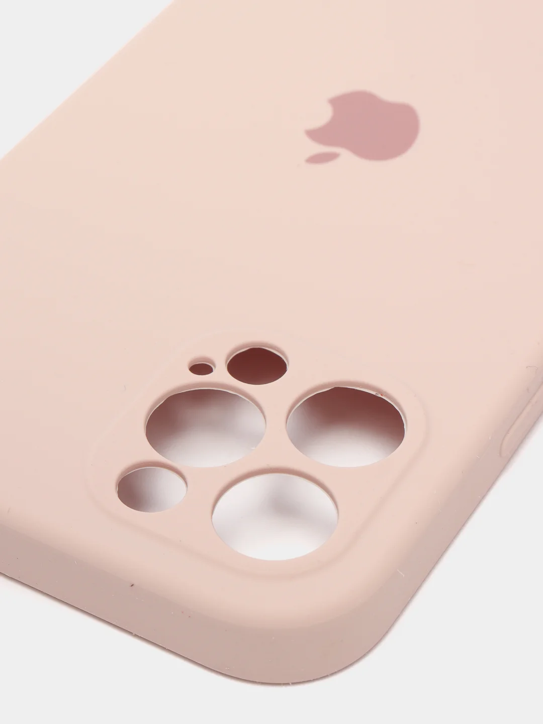 Пудровый силиконовый чехол iPhone 12 Pro, Silicone Case, с закрытым низом и защитой камеры
