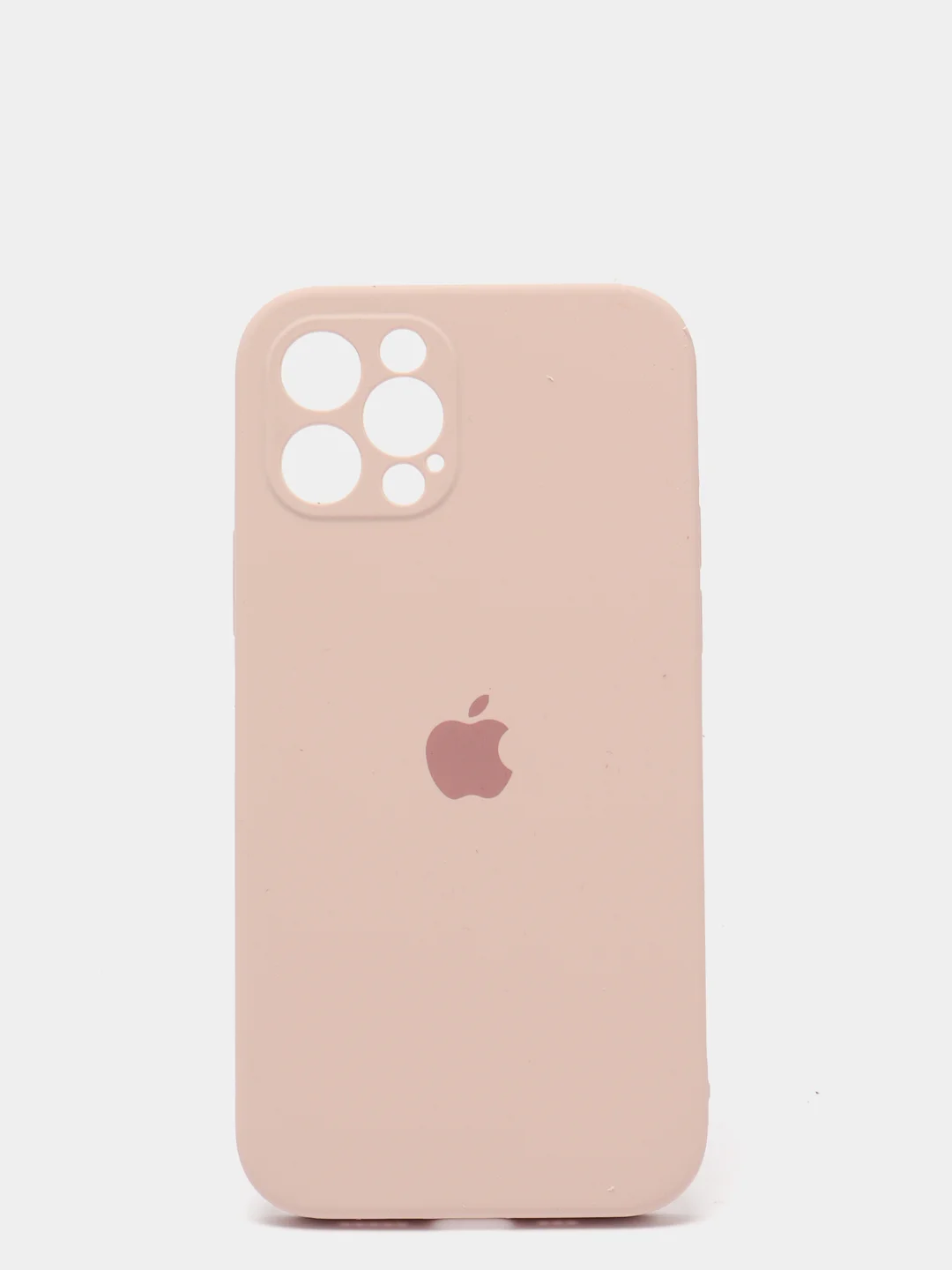 Пудровый силиконовый чехол iPhone 12 Pro, Silicone Case, с закрытым низом и защитой камеры