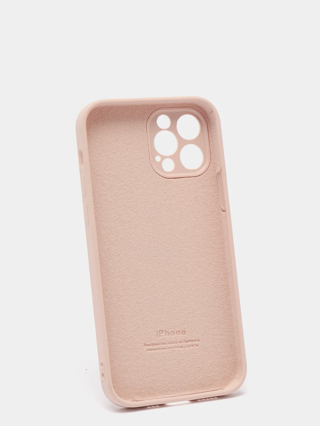 Пудровый силиконовый чехол iPhone 12 Pro, Silicone Case, с закрытым низом и защитой камеры