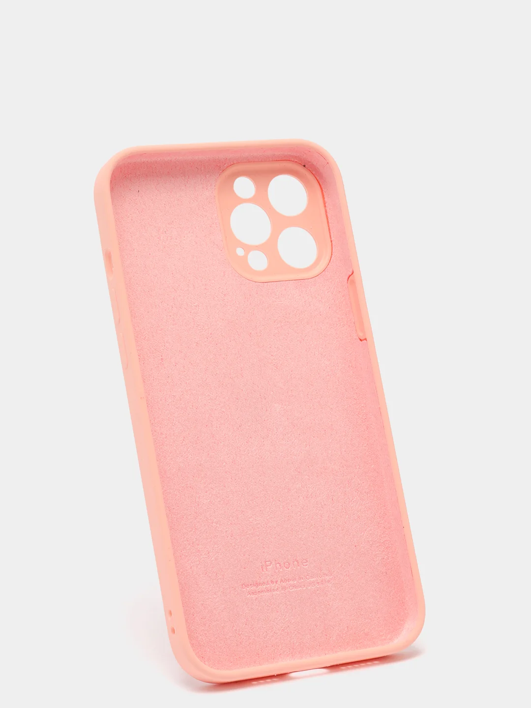 Розовый силиконовый чехол iPhone 12 Pro Max, Silicone Case, с закрытым низом и защитой камеры