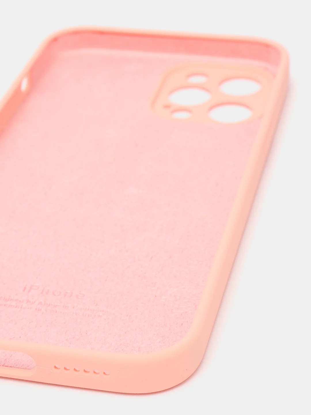 Розовый силиконовый чехол iPhone 12 Pro Max, Silicone Case, с закрытым низом и защитой камеры