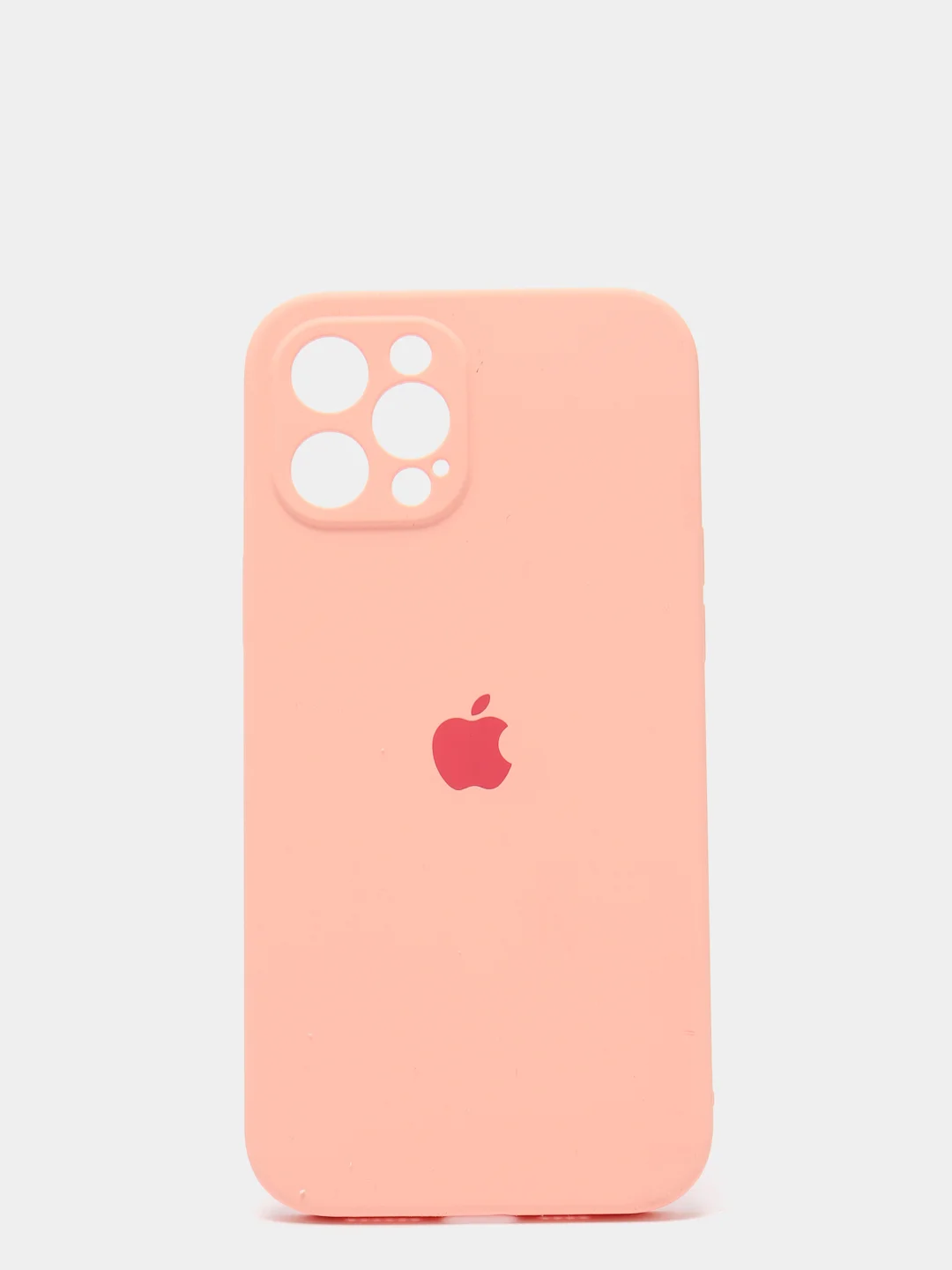 Розовый силиконовый чехол iPhone 12 Pro Max, Silicone Case, с закрытым низом и защитой камеры