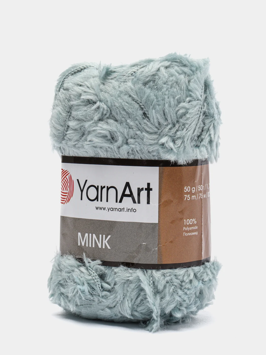 Мятный пряжа  YarnArt Mink, полиамид, 50 г, 75 м, (имитация меха)