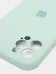 Бирюзовый силиконовый чехол iPhone 12 Pro, Silicone Case, с закрытым низом и защитой камеры