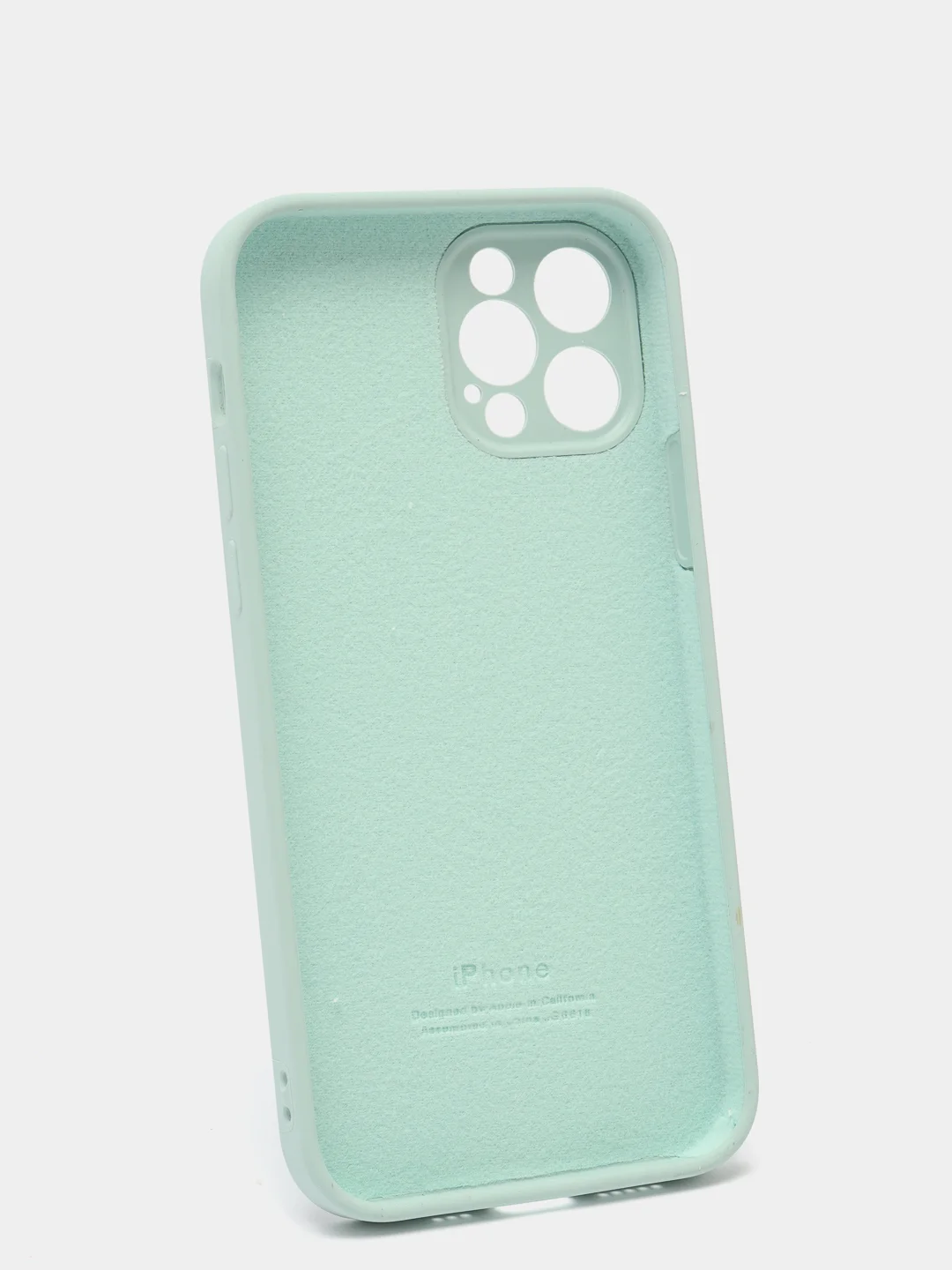 Бирюзовый силиконовый чехол iPhone 12 Pro, Silicone Case, с закрытым низом и защитой камеры