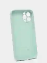 Бирюзовый силиконовый чехол iPhone 12 Pro, Silicone Case, с закрытым низом и защитой камеры