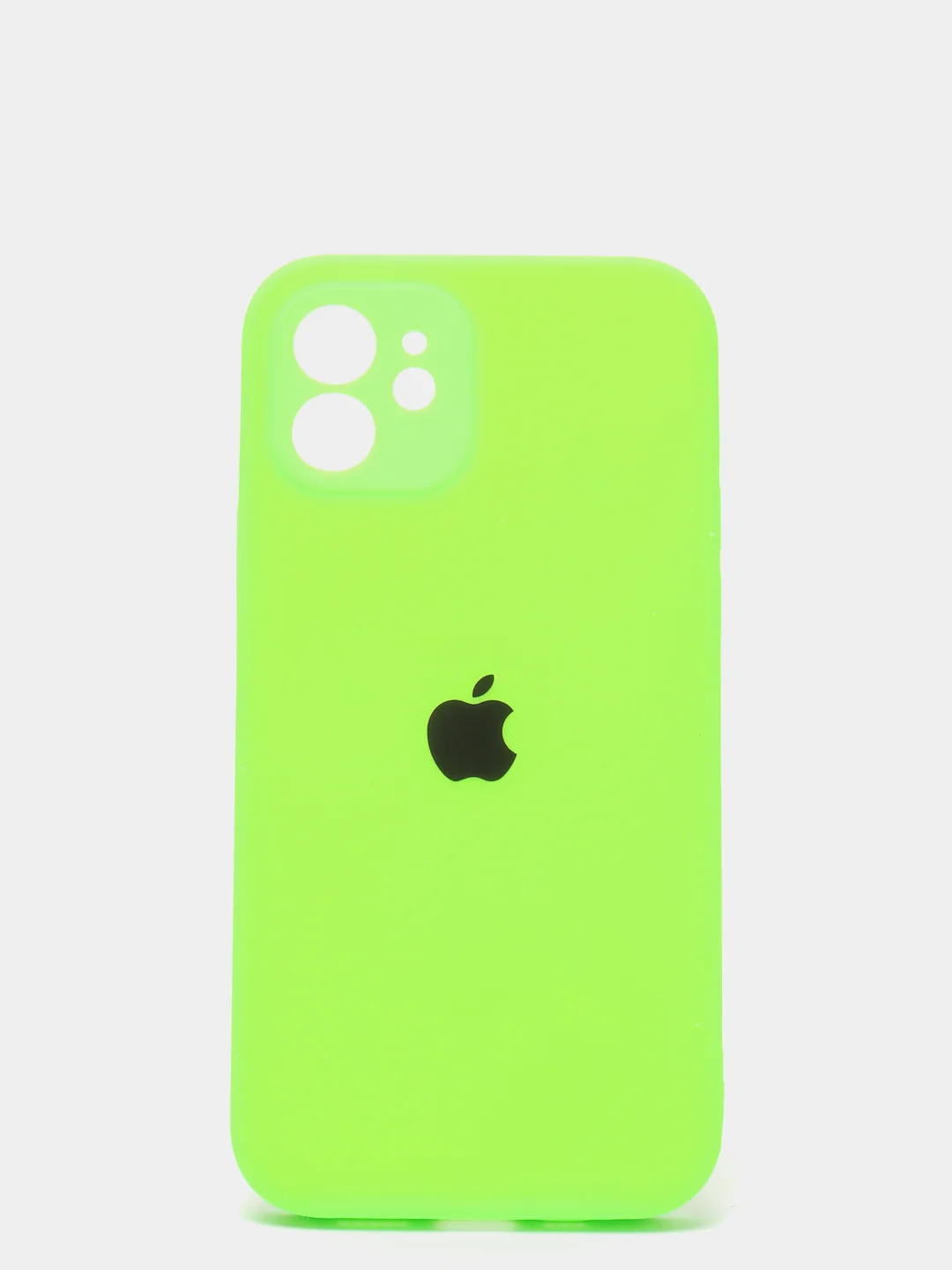 Салатовый силиконовый чехол iPhone 12, Silicone Case, с закрытым низом и защитой камеры