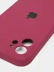 Тёмно-бордовый силиконовый чехол iPhone 12, Silicone Case, с закрытым низом и защитой камеры