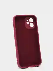 Тёмно-бордовый силиконовый чехол iPhone 12, Silicone Case, с закрытым низом и защитой камеры