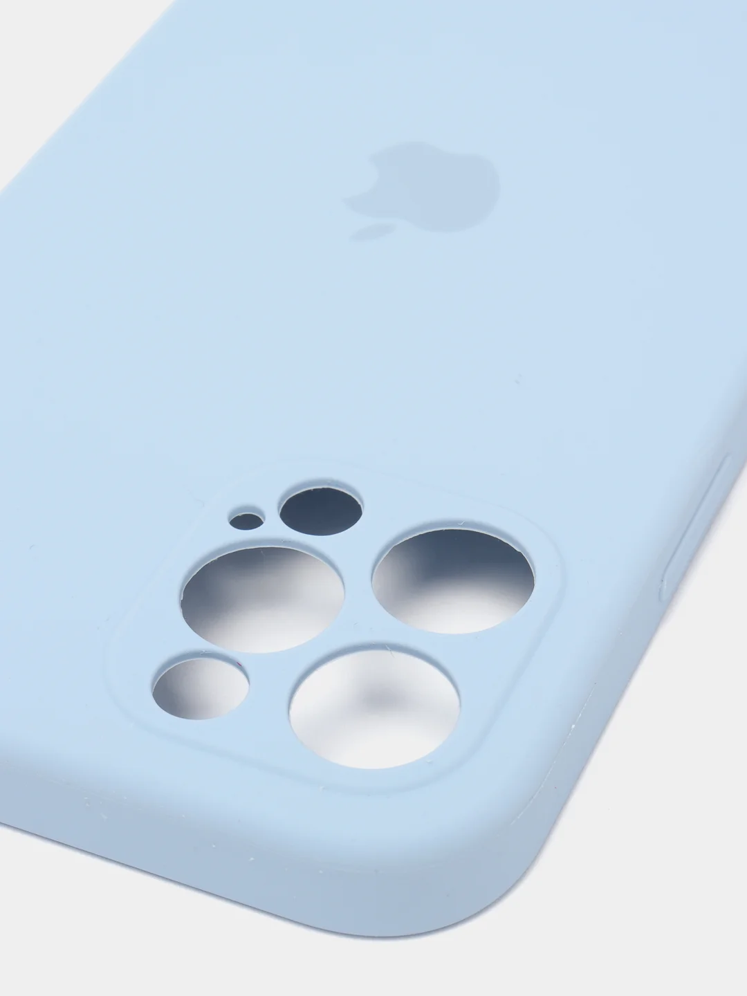 Светло-синий силиконовый чехол iPhone 12 Pro, Silicone Case, с закрытым низом и защитой камеры
