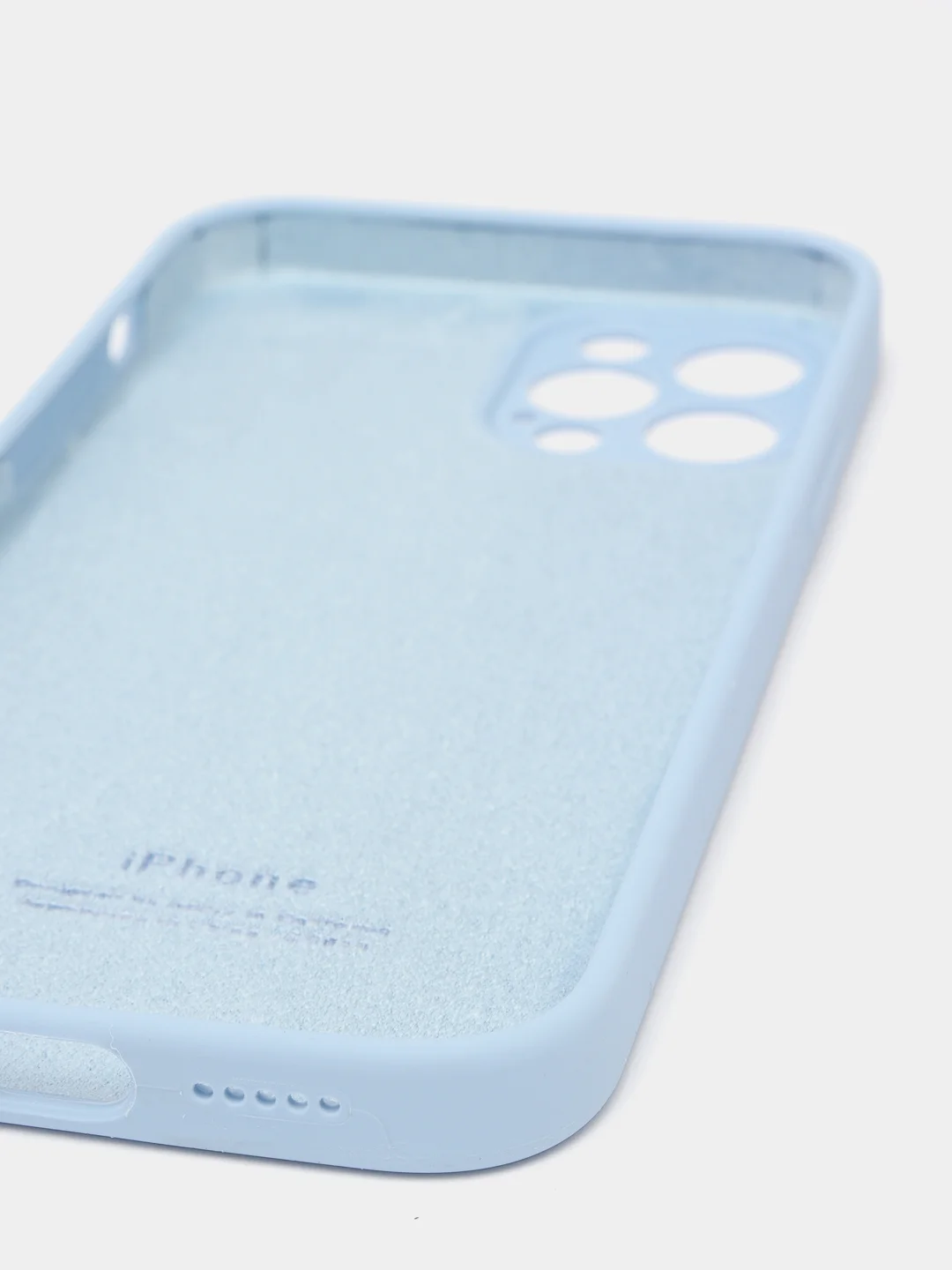 Светло-синий силиконовый чехол iPhone 12 Pro, Silicone Case, с закрытым низом и защитой камеры
