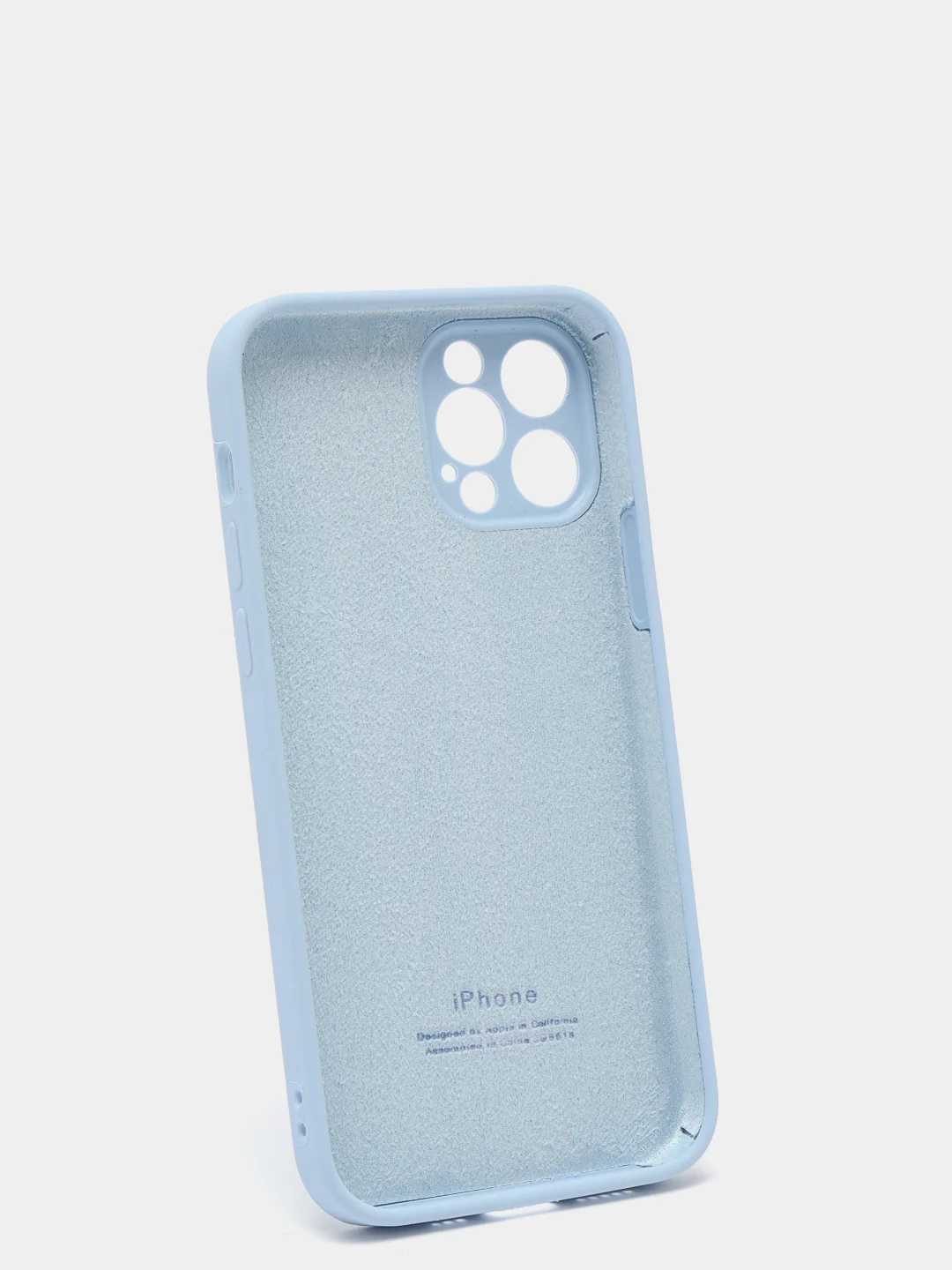 Светло-синий силиконовый чехол iPhone 12 Pro, Silicone Case, с закрытым низом и защитой камеры