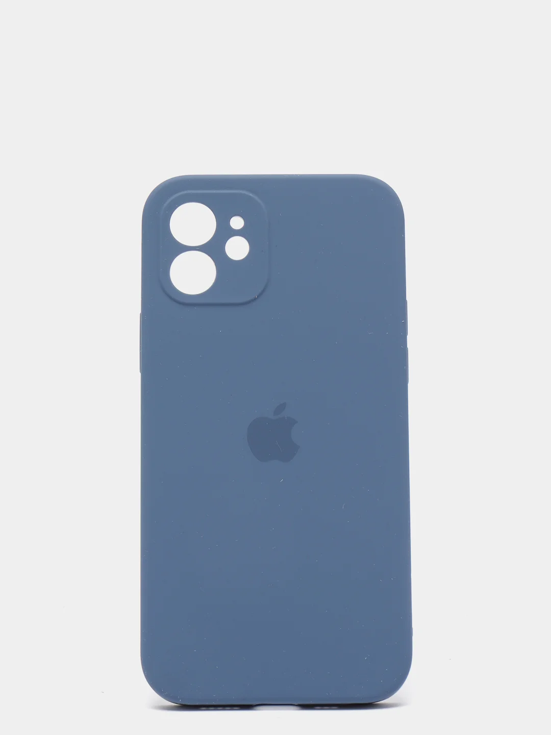 Темно-синий силиконовый чехол iPhone 12, Silicone Case, с закрытым низом и защитой камеры