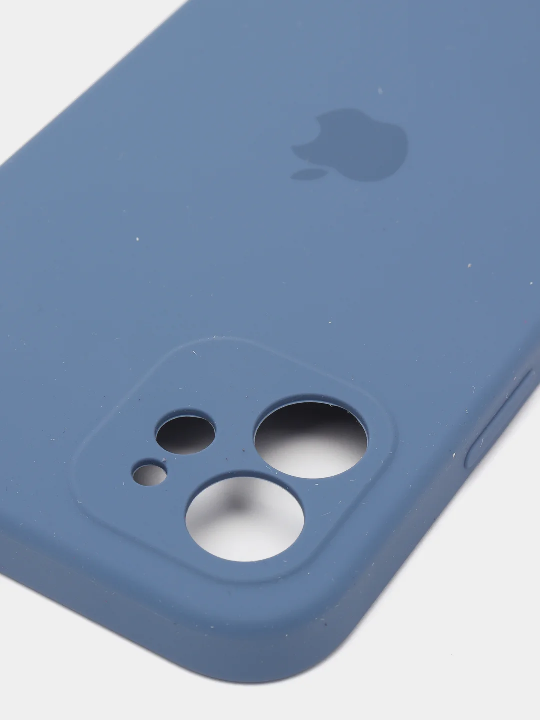 Темно-синий силиконовый чехол iPhone 12, Silicone Case, с закрытым низом и защитой камеры