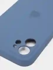 Темно-синий силиконовый чехол iPhone 12, Silicone Case, с закрытым низом и защитой камеры