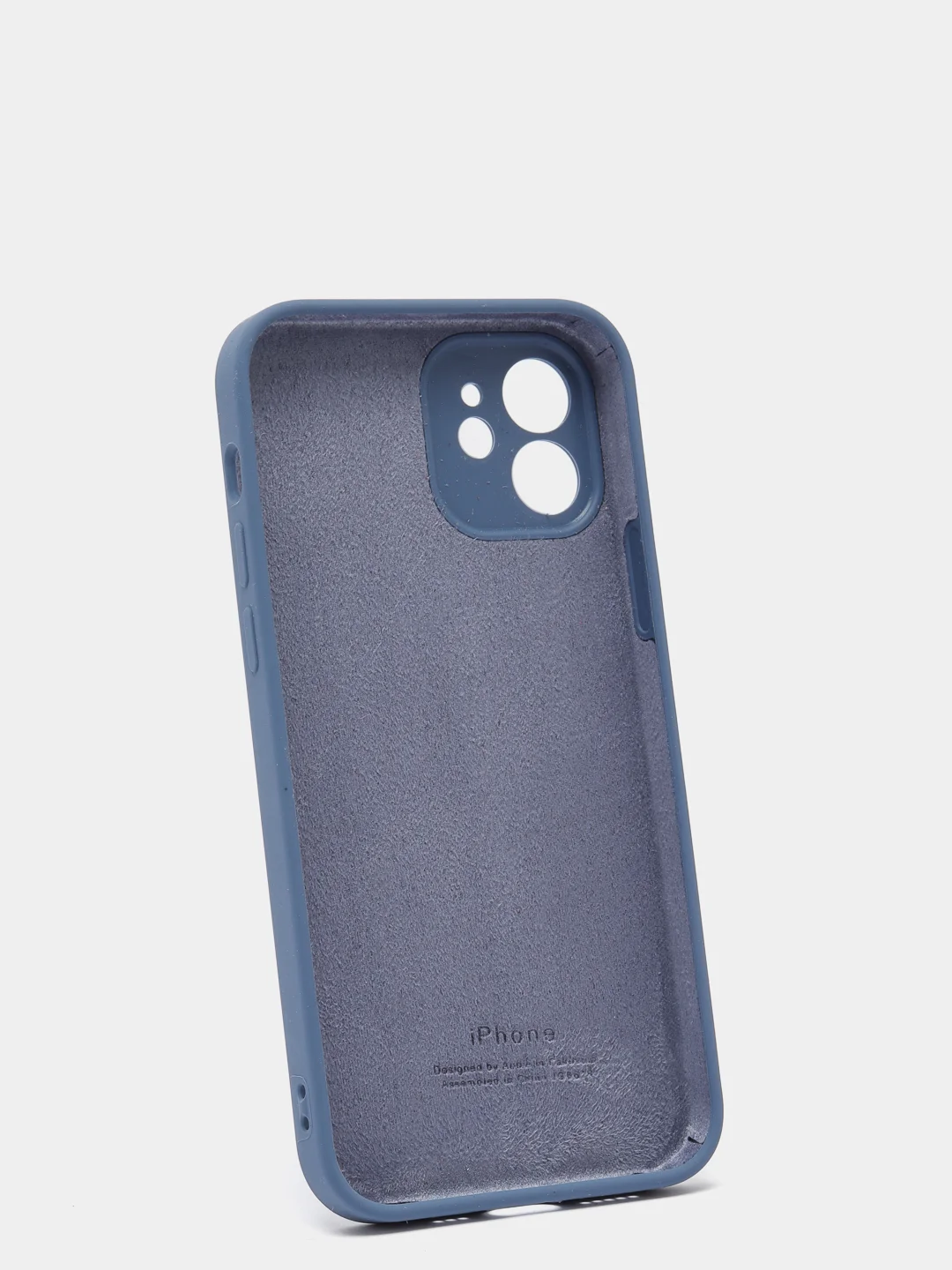 Темно-синий силиконовый чехол iPhone 12, Silicone Case, с закрытым низом и защитой камеры