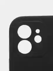 Черный силиконовый чехол iPhone 12, Silicone Case, с закрытым низом и защитой камеры