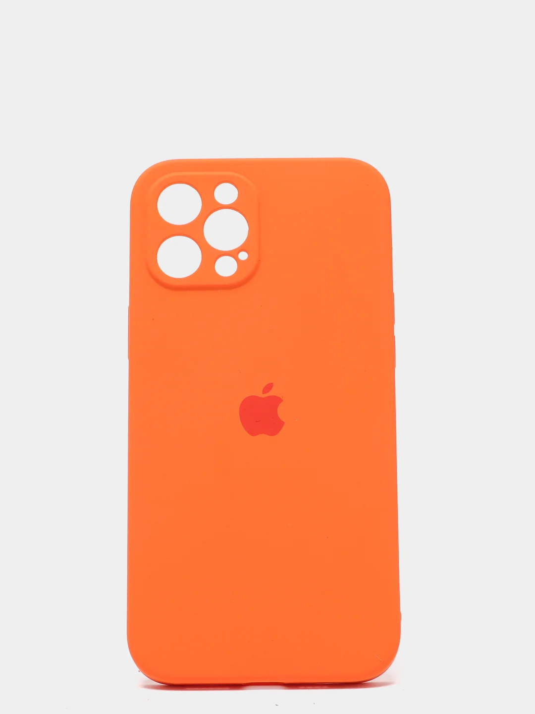 Оранжевый силиконовый чехол iPhone 12 Pro Max, Silicone Case, с закрытым низом и защитой камеры
