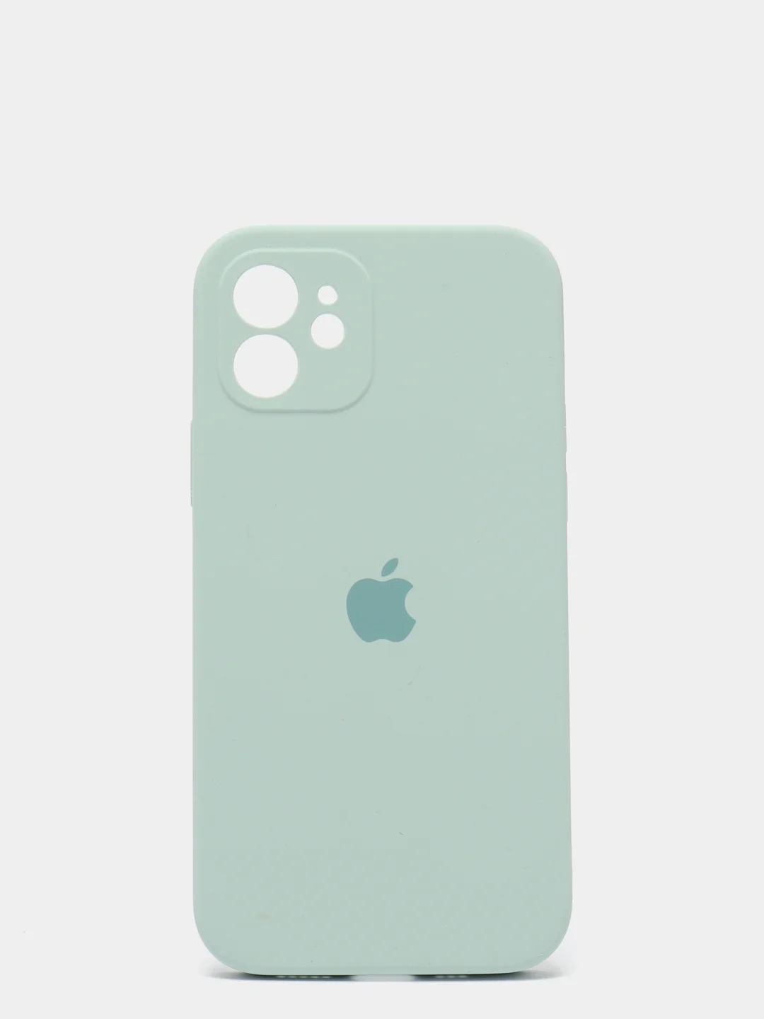 Бирюзовый силиконовый чехол iPhone 12, Silicone Case, с закрытым низом и защитой камеры