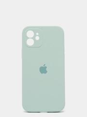 Силиконовый чехол iPhone 12, Silicone Case, с закрытым низом и защитой камеры