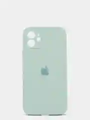 Бирюзовый силиконовый чехол iPhone 12, Silicone Case, с закрытым низом и защитой камеры